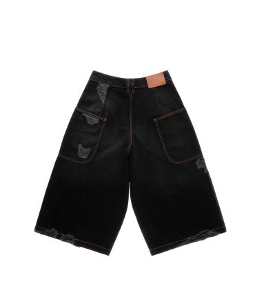 Baggy Jean Short - Distressed Black