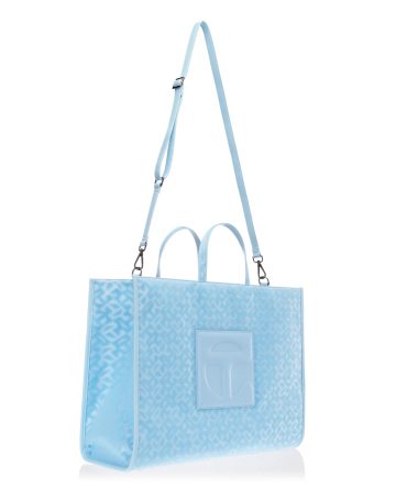 Large Jacquard Shopper - Pool Blue Monogram