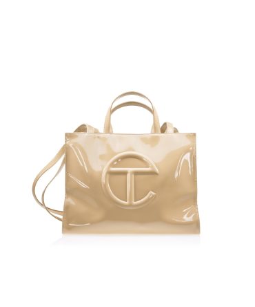 Medium Shopping Bag - Khaki Patent