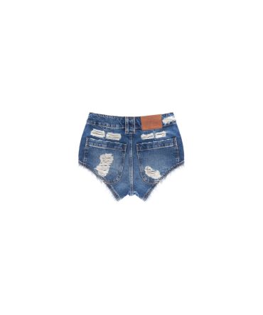 Poom Poom Jean Short - Distressed Blue